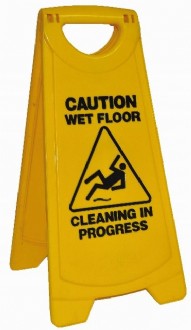 Plastic Warning Sign 'Caution Wet Floor, Cleaning in Progress'