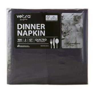 Veora Everyday Quilted Dinner Napkin 2 Ply Black GT Fold