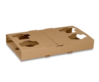 Corrugated 4 Cell Cup Holder/Tray
