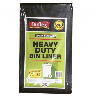 Bin Liner 240L HD Flat Pack Black Ctn/100