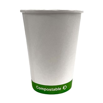 Cup Single Wall 12oz Tall Bio - White Greenband