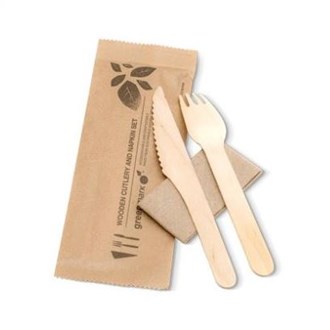 Wooden Fork/Knife/Napkin Set