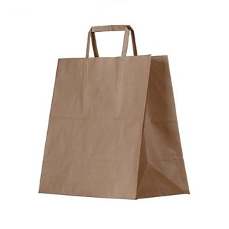 Brown Kraft Meal Delivery Bag With Flat Paper Handles